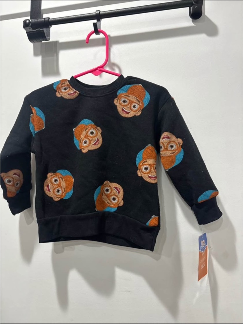 Kids Black Sweatshirt with Orange & Blue Character Blippi CrewNeck NWT